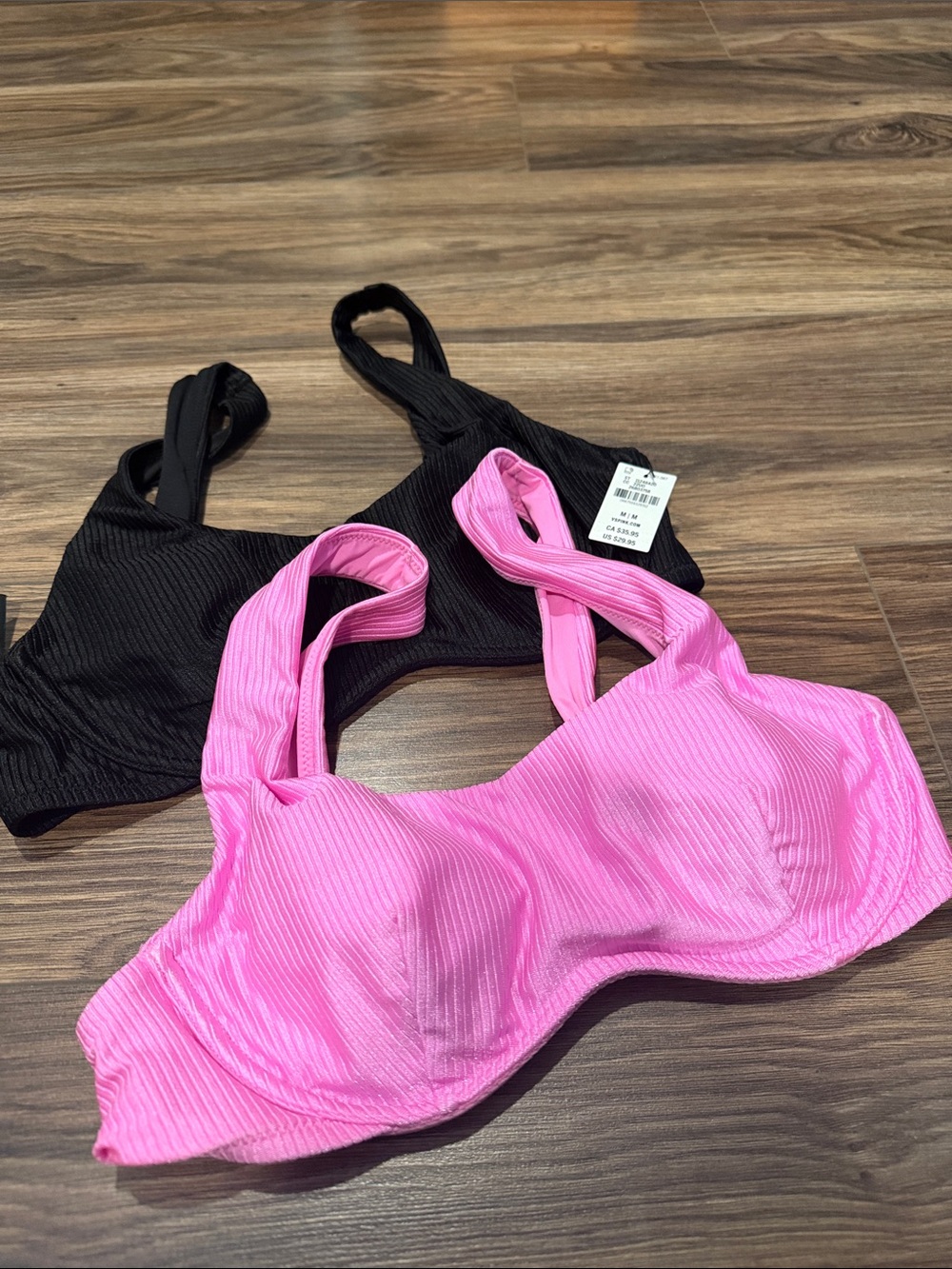 PINK Victoria's Secret Ribbed Underwire swim - Hot Pink & Black